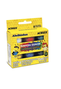 Tinta Guache Fantasia Glitter c/6 02001 Acrilex